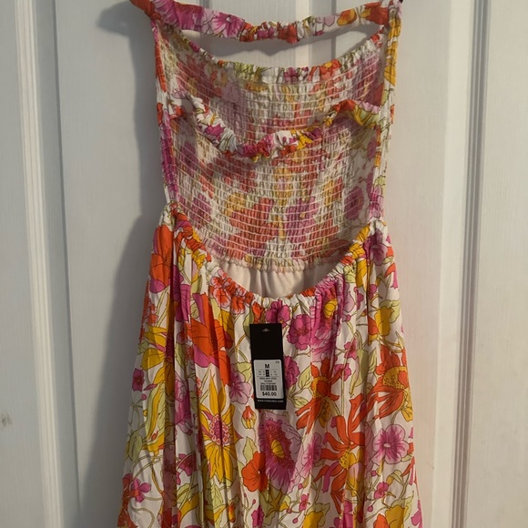 Forever 21 NWT floral maxi ruffle low back strapless dress with slit size M - Picture 9 of 9